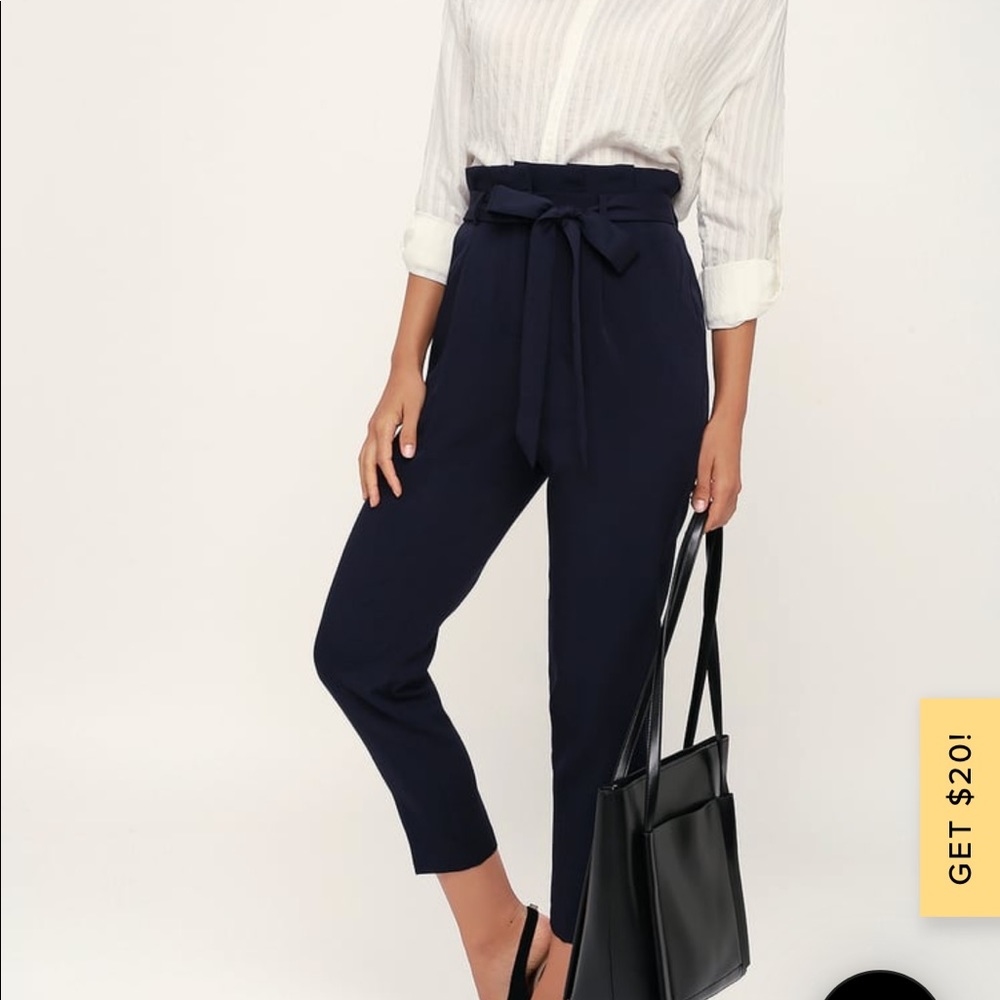 Lulu's Blue Paperbag Waist Pants